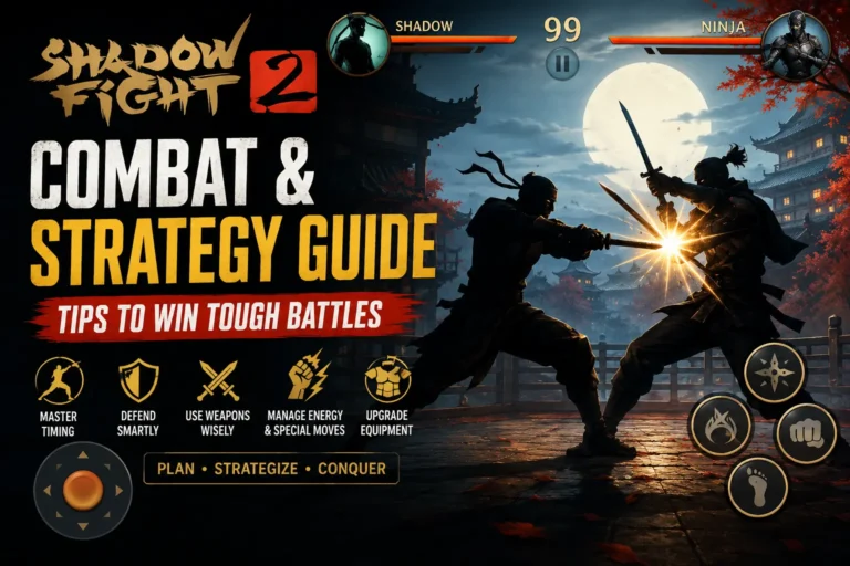 Shadow Fight 2 combat and strategy guide with battle tips