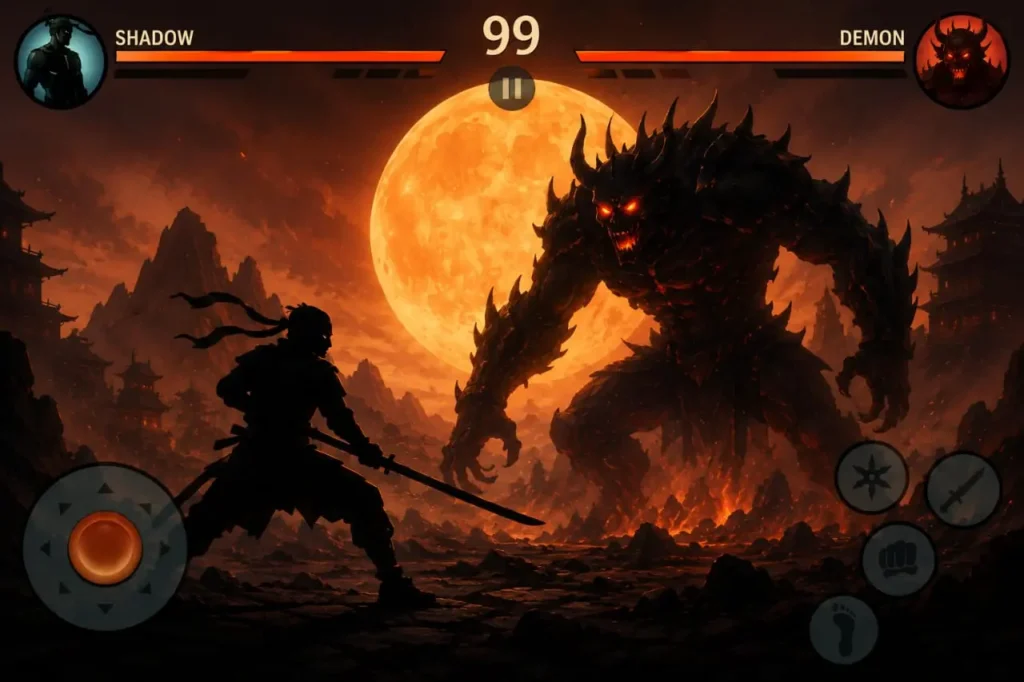 shadow fight 2 mod apk shadow vs demon boss 1