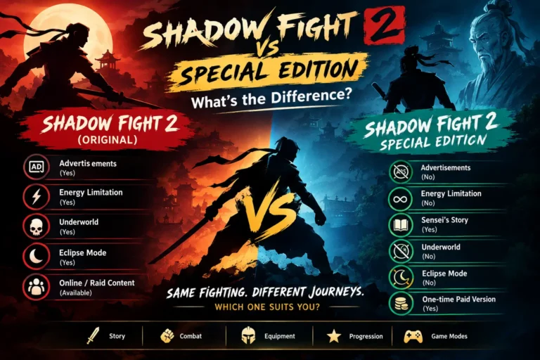 Shadow Fight 2 vs Special Edition gameplay and features comparison